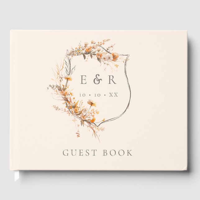 Monogramm-Wappen-Hochzeit im Herbst Gästebuch (Vorderseite)