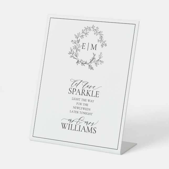 Monogramm Wappen mit weißer schwarzer Blattfarbe,  Sockelschild (Vorderseite)