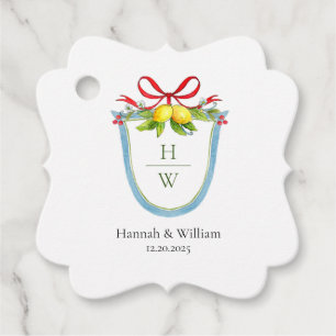 Monogramm-Wappen mit Zitronen und Bugs-Gastgeschen Geschenkanhänger