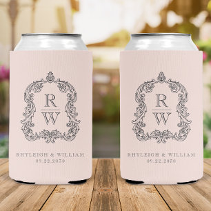 Monogramm-Wappen-Rosé-Hochzeit Dosenkühler