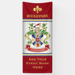 Monogramm Wappen Silberschild-Drache Banner