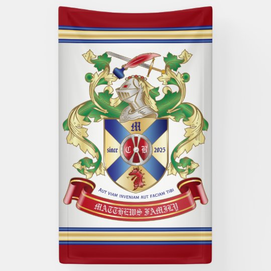 Monogramm Wappen Silberschild Drache Banner Zazzle At