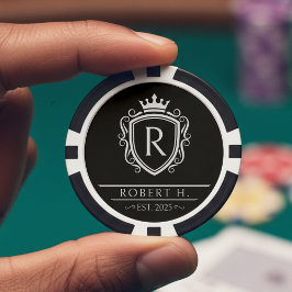 Monogramm Wappenschild Krone Schwarz Pokerchips