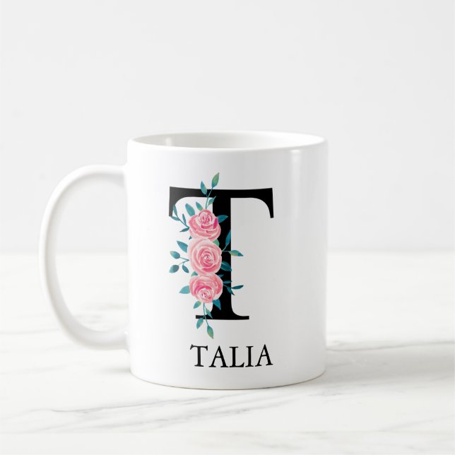 Monogramm Wasserfarbe Benutzerdefinierter Einzelbu Kaffeetasse (Links)