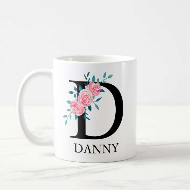 Monogramm Wasserfarbe Benutzerdefinierter Einzelbu Kaffeetasse (Links)