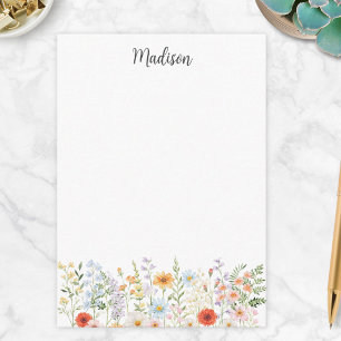Monogramm Wasserfarbe Farbige Wilde Blume Floral Mitteilungskarte
