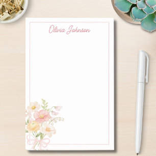 Monogramm-Wasserfarbe Hübscher Blumenstrauß Floral Post-it Klebezettel
