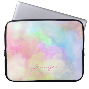 Monogramm Wasserfarbe in Pastell Laptopschutzhülle