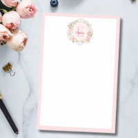 Monogramm-Wasserfarbe-Rosa-Rosen-Blumen-Blumenmust