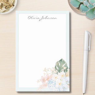 Monogramm-Wasserfarbe-Tropenblumenstrauß Floral Post-it Klebezettel