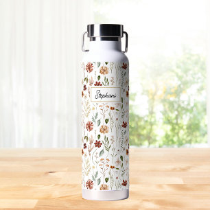 Monogramm Wasserfarbe Vintage Wildblume Floral Trinkflasche