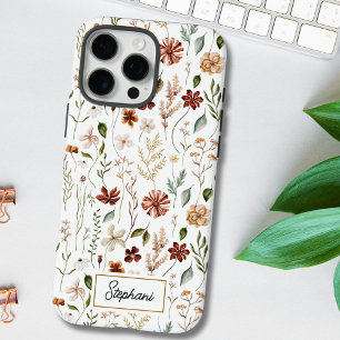 Monogramm-Wasserfarbe Vintage-Wildblumen-Blumenmus iPhone 16 Pro Max Hülle