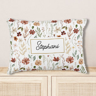 Monogramm Wasserfarbe Vintage Wildblumen Floral Dekokissen