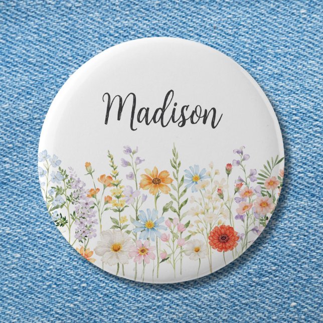 Monogramm-Wasserfarbe-Wildblumen-Blumen-Botanik Button (Von Creator hochgeladen)