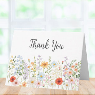 Monogramm-Wasserfarbe-Wildblumen-Blumen-Botanik Dankeskarte