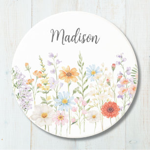 Monogramm-Wasserfarbe-Wildblumen-Blumen-Botanik Getränkeuntersetzer