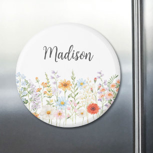 Monogramm-Wasserfarbe-Wildblumen-Blumen-Botanik Magnet