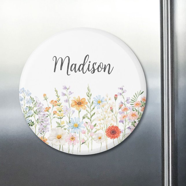 Monogramm-Wasserfarbe-Wildblumen-Blumen-Botanik Magnet (Von Creator hochgeladen)