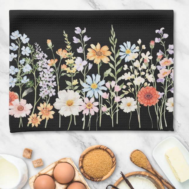 Monogramm Wasserfarbe Wilde Blumen Floral Botanisc Geschirrtuch (Von Creator hochgeladen)
