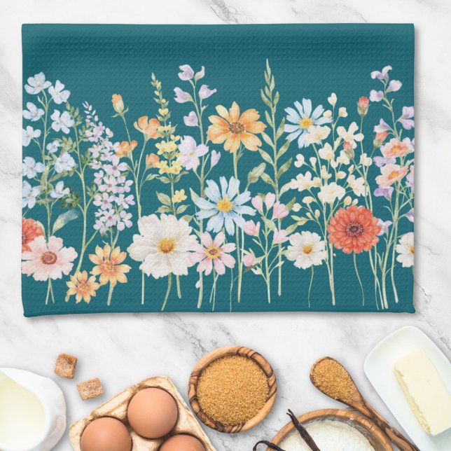 Monogramm Wasserfarbe Wilde Blumen Floral Botanisc Geschirrtuch (Von Creator hochgeladen)