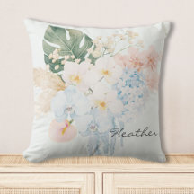 Monogramm-Wasserfarben-Tropenblumenstrauß Floral