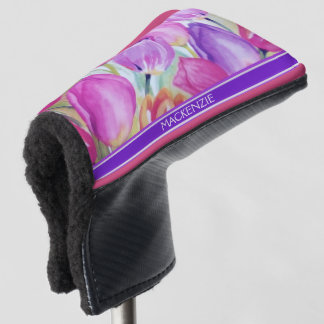 Monogramm Wasserfarben Tulpen Golf Headcover