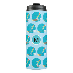 Monogramm Wasserski im Vintage-Stil Thermosbecher