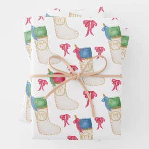 Monogramm Watercolor Personalisieren Sie den Weihn Geschenkpapier Set