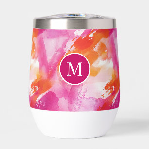 Monogramm Watercolor Pink Orange Abstrakt