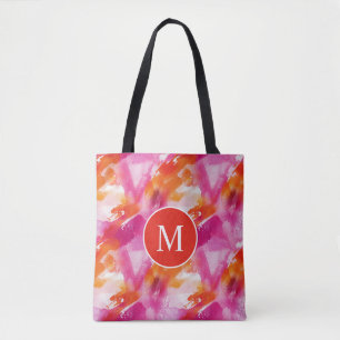 Monogramm Watercolor Pink Orange Abstrakt