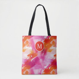 Monogramm Watercolor Pink Orange Abstrakt