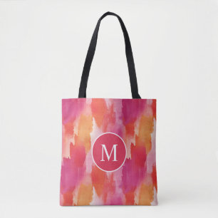 Monogramm Watercolor Pink Orange Abstrakt