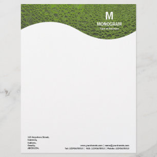 Monogramm Wave - Cooles Wasser - Avocado Briefbogen