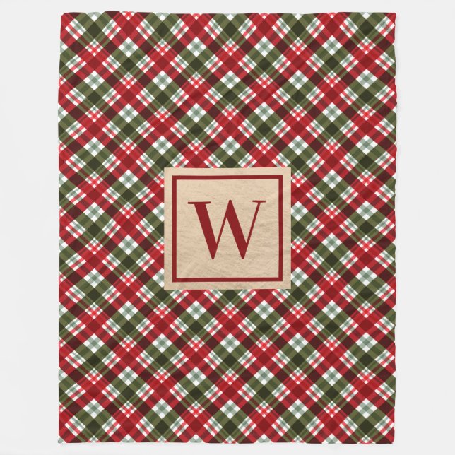 Monogramm Weihnachten Kariert Fleecedecke (Vorderseite)