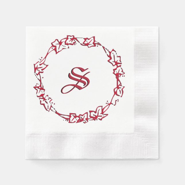 Monogramm Weihnachten Rot Serviette (Vorderseite)