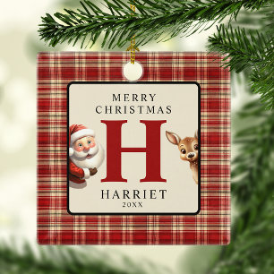 Monogramm Weihnachten Santa Foto Tanne Keramikornament