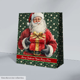 Monogramm Weihnachtsbeutel: Aquarellfarbener Weihn Mittlere Geschenktüte