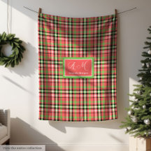 Monogramm-Weihnachtsdecke Klassischer Tartan-Akzen