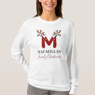 Monogramm Weihnachtsfeiertag Matching Family Mama T-Shirt