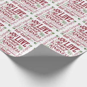 Monogramm Weihnachtsfrucht des Geistes Rot Grün Geschenkpapier