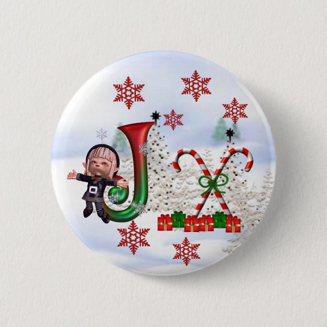 Monogramm-Weihnachtsknopf J Button (Vorderseite)