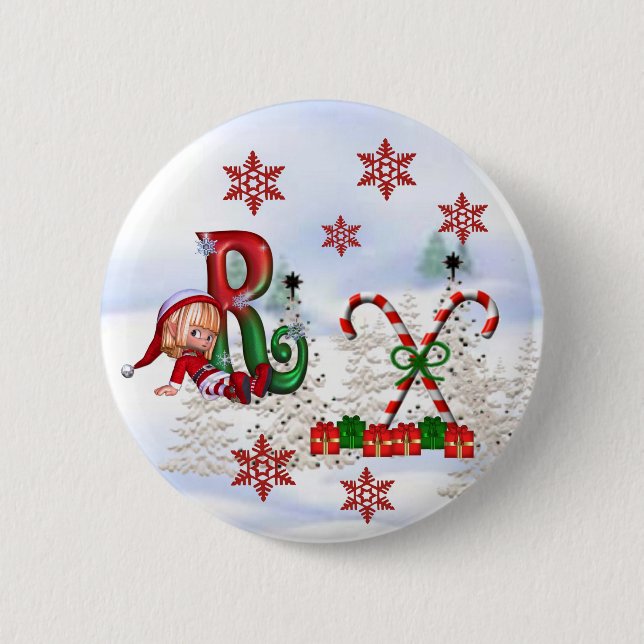 Monogramm-Weihnachtsknopf R Button (Vorderseite)