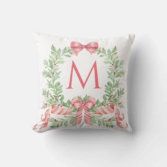 Monogramm-Weihnachtskranz Kissen (Vorderseite)