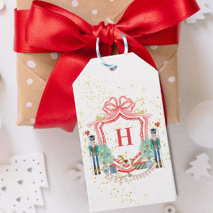 Monogramm Weihnachtsnussknacker-Wappen-Quadratpapi Geschenkanhänger