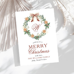 Monogramm Weihnachtsorangen Krängungsbow Non Foto Feiertagskarte