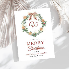 Monogramm Weihnachtsorangen Krängungsbow Non Foto Feiertagskarte