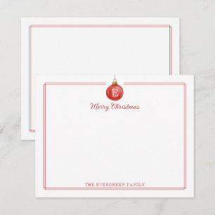 Monogramm Weihnachtsschmuck Roter Rand Briefpapier Mitteilungskarte