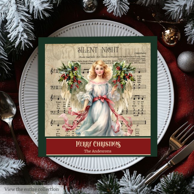 Monogramm-Weihnachtsservietten Retro-Engel-Feier Serviette (Monogram Christmas Napkins Retro Angel Celebration)