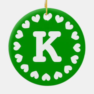 Monogramm-Weihnachtsverzierung mit Namensinitialen Keramikornament