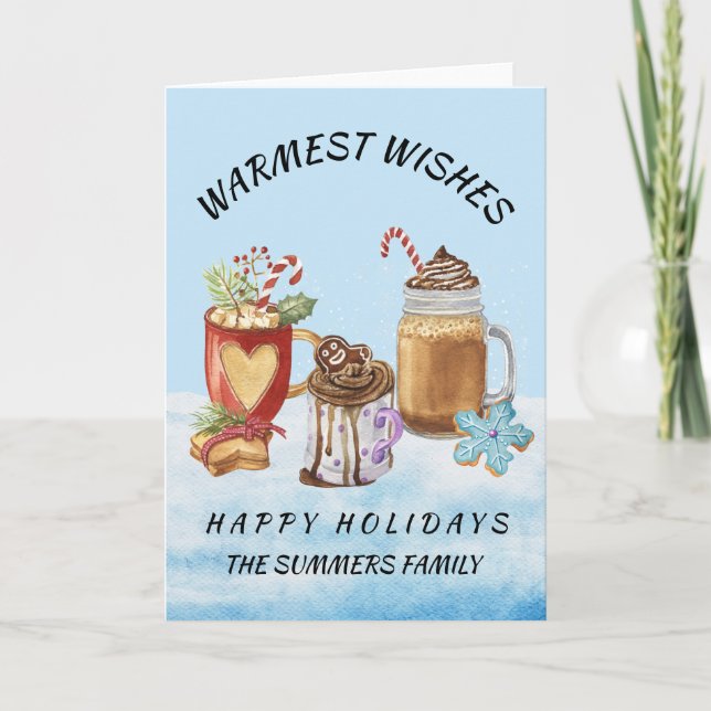 Monogramm Weihnachtswärme wünscht heißes Kakao Karte (Vorderseite)